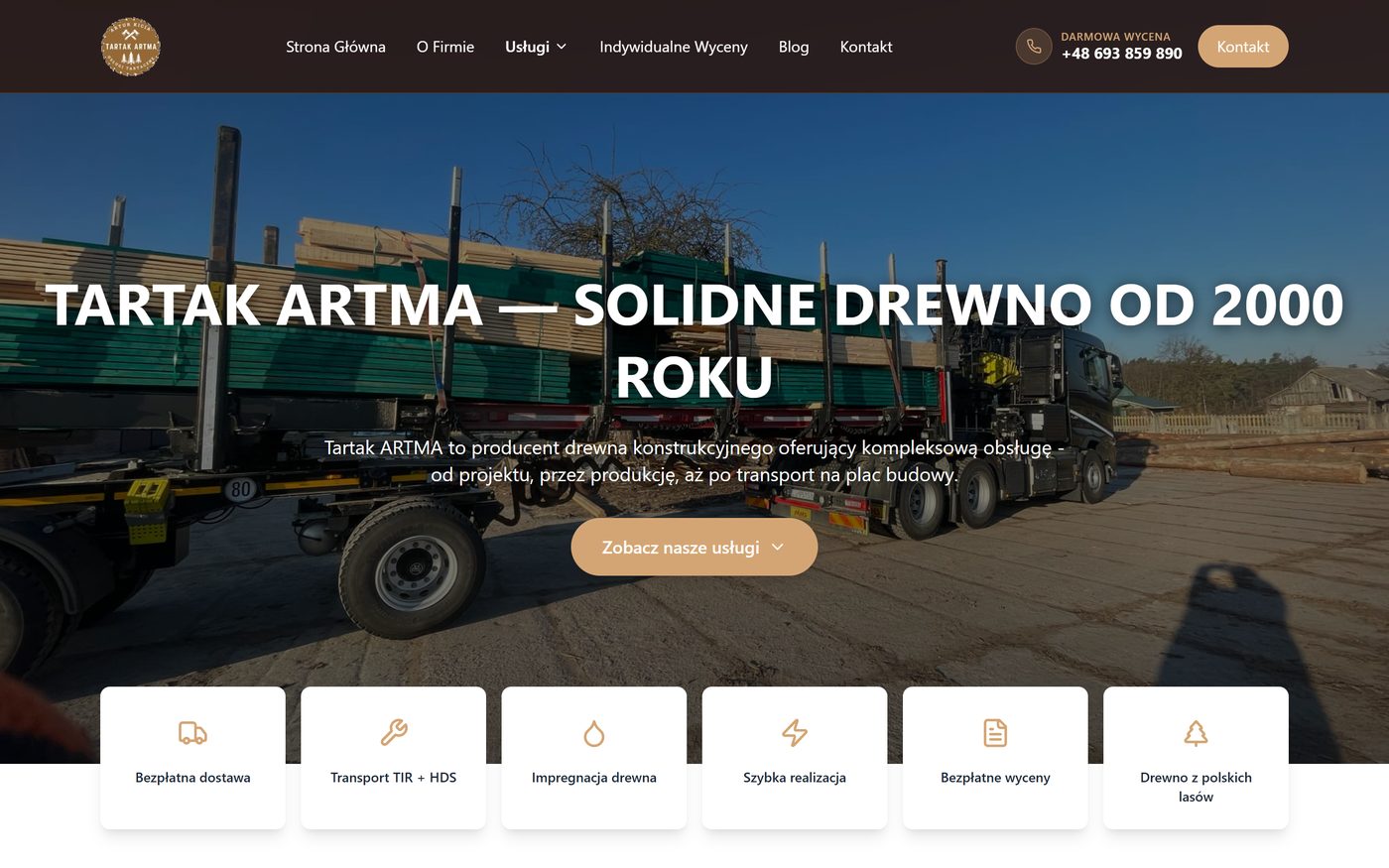 Tartak Artma — website preview