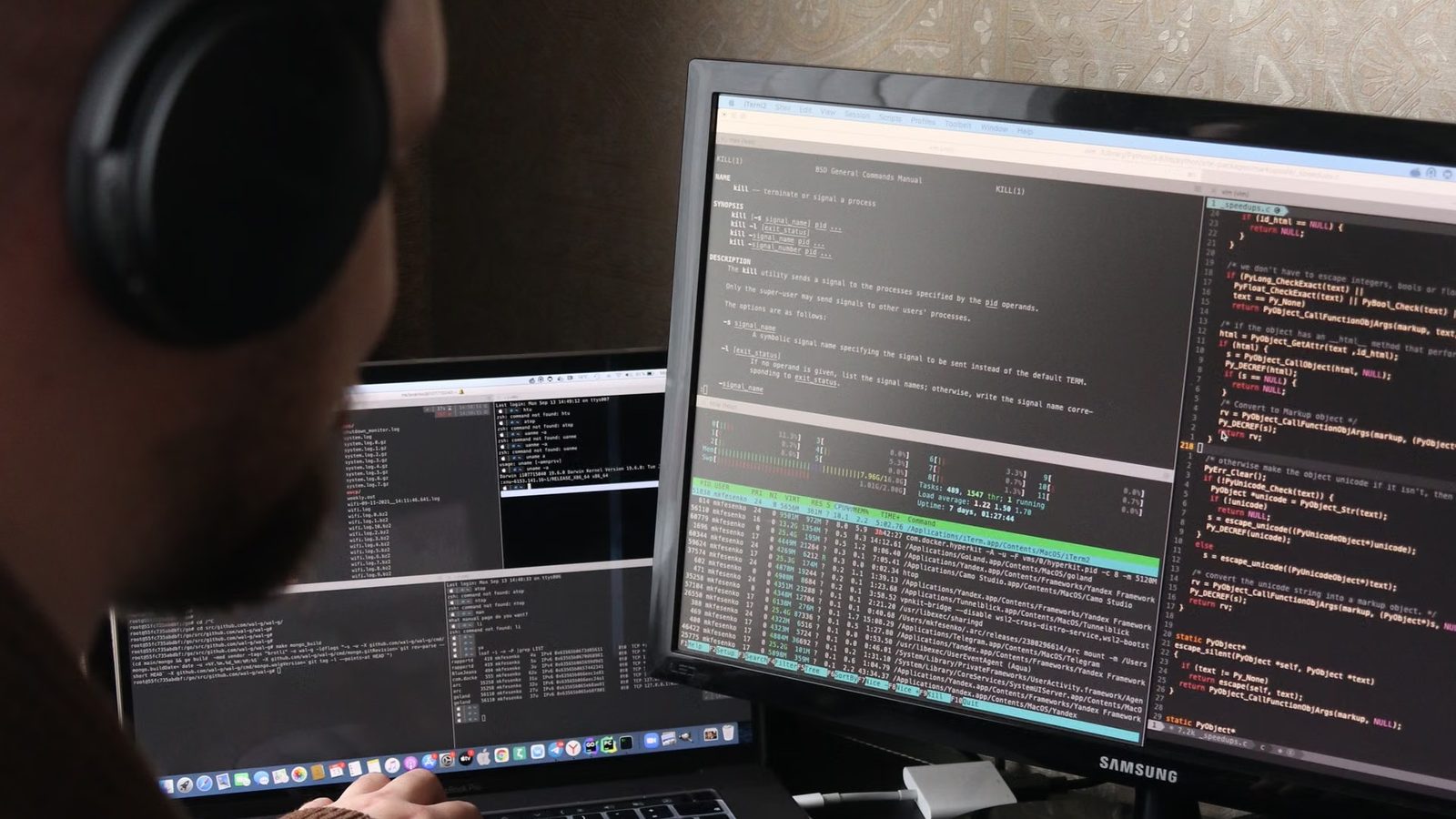 Developer working on application code