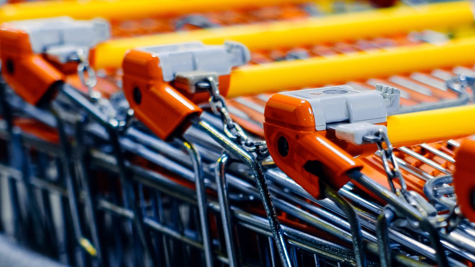Shopping trolleys stacked one inside another