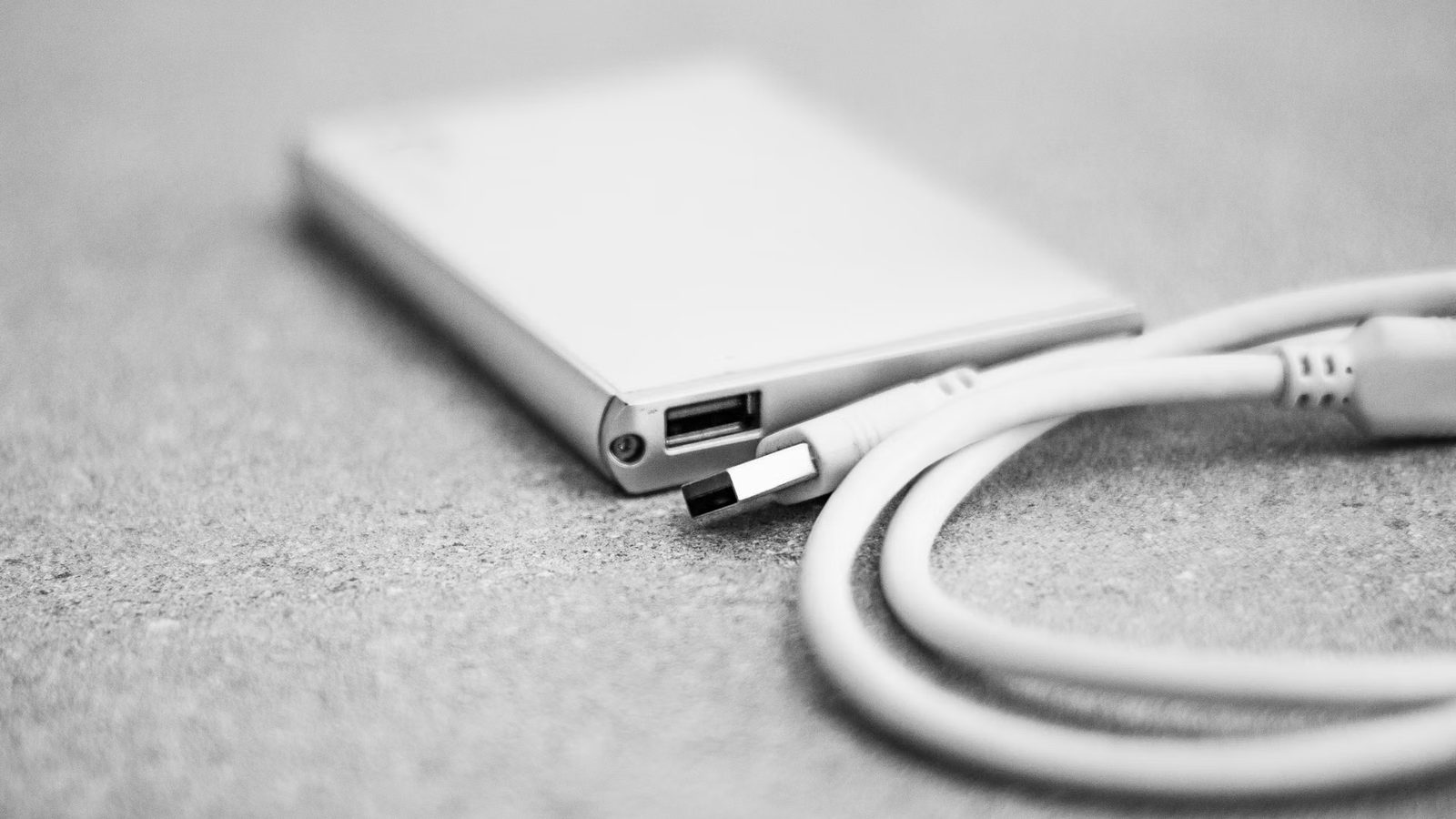 External backup drive connected by cable