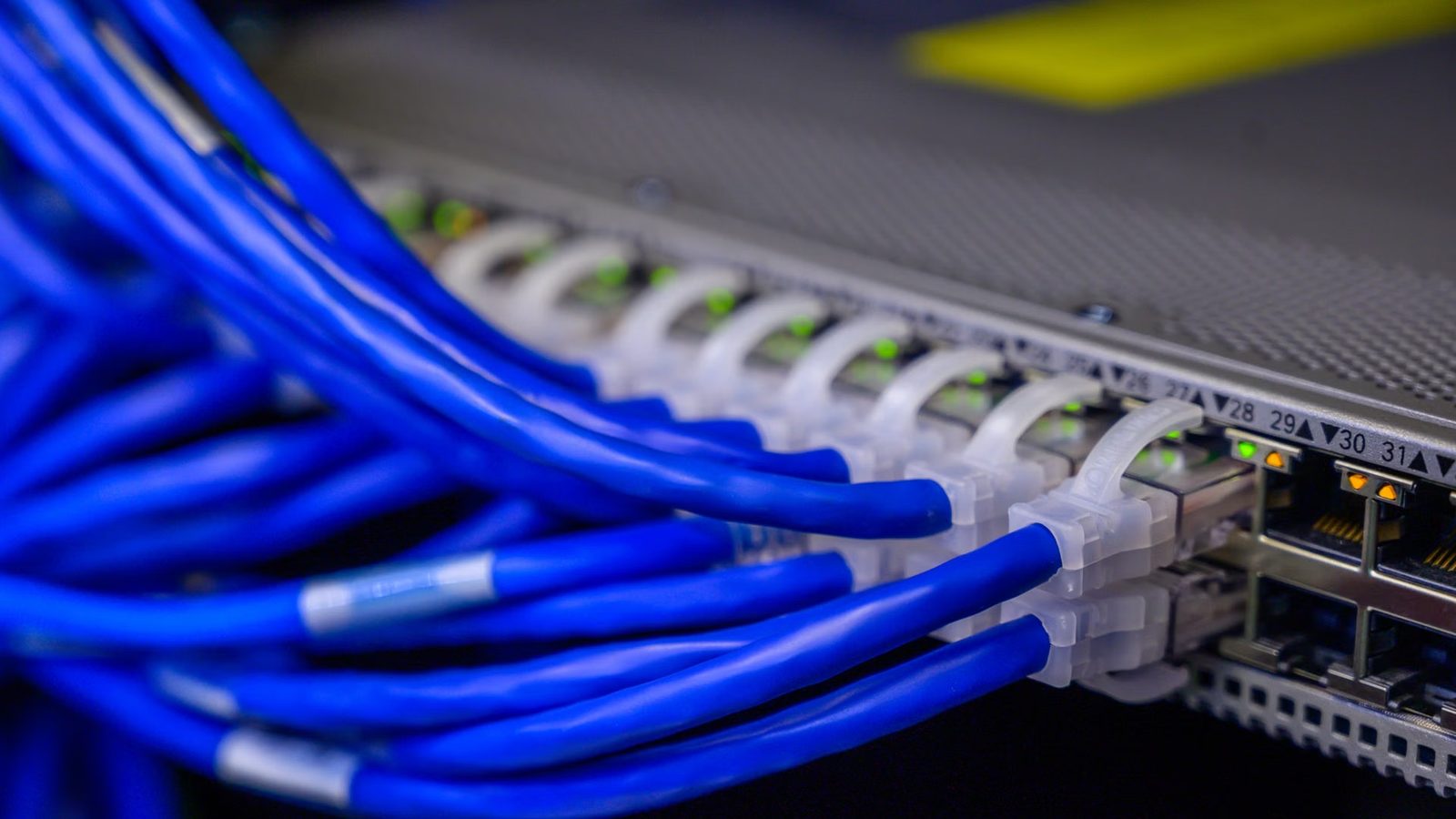 Network cabling in a server rack