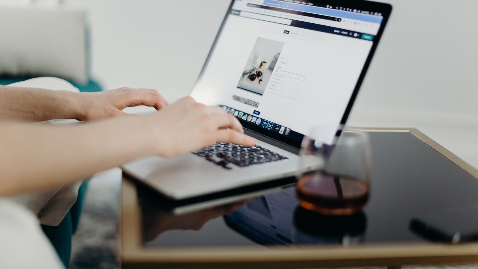 Using a website on a laptop