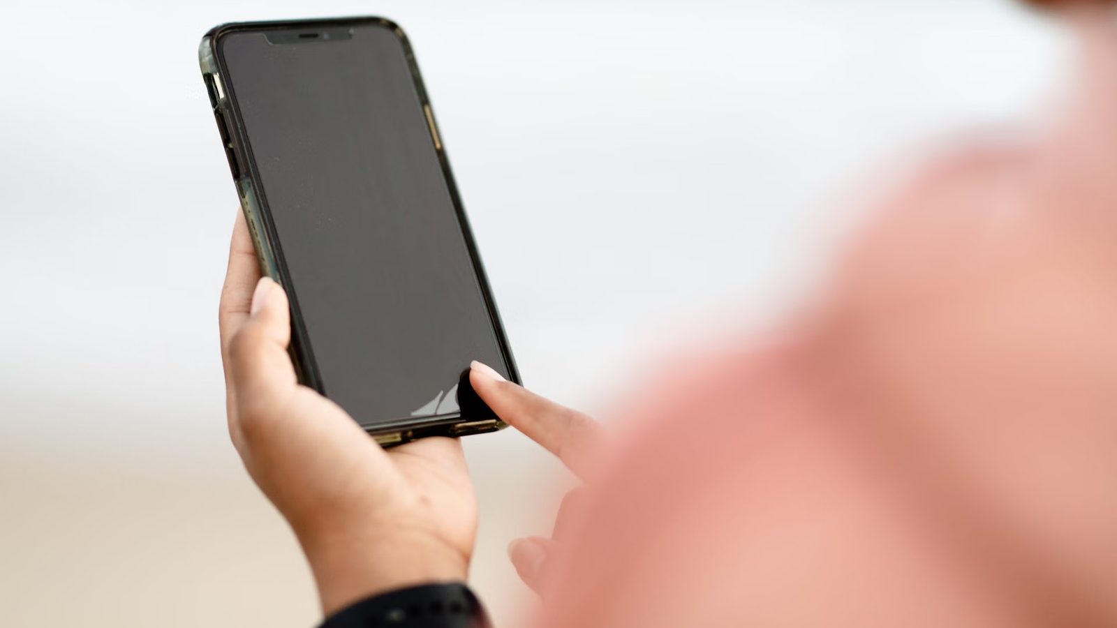Phone in hand while browsing content