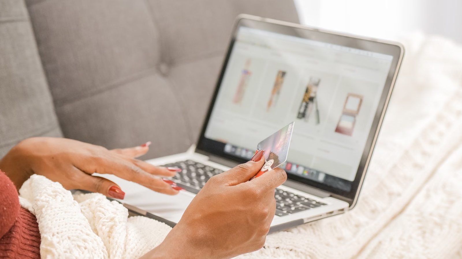 Browsing an online shop on a laptop