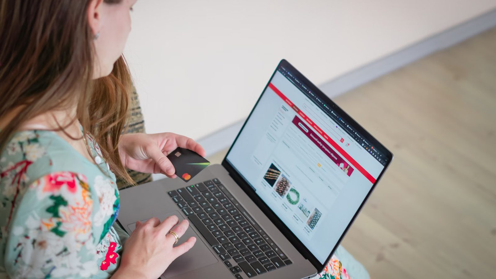 Shopping in an online shop on a laptop